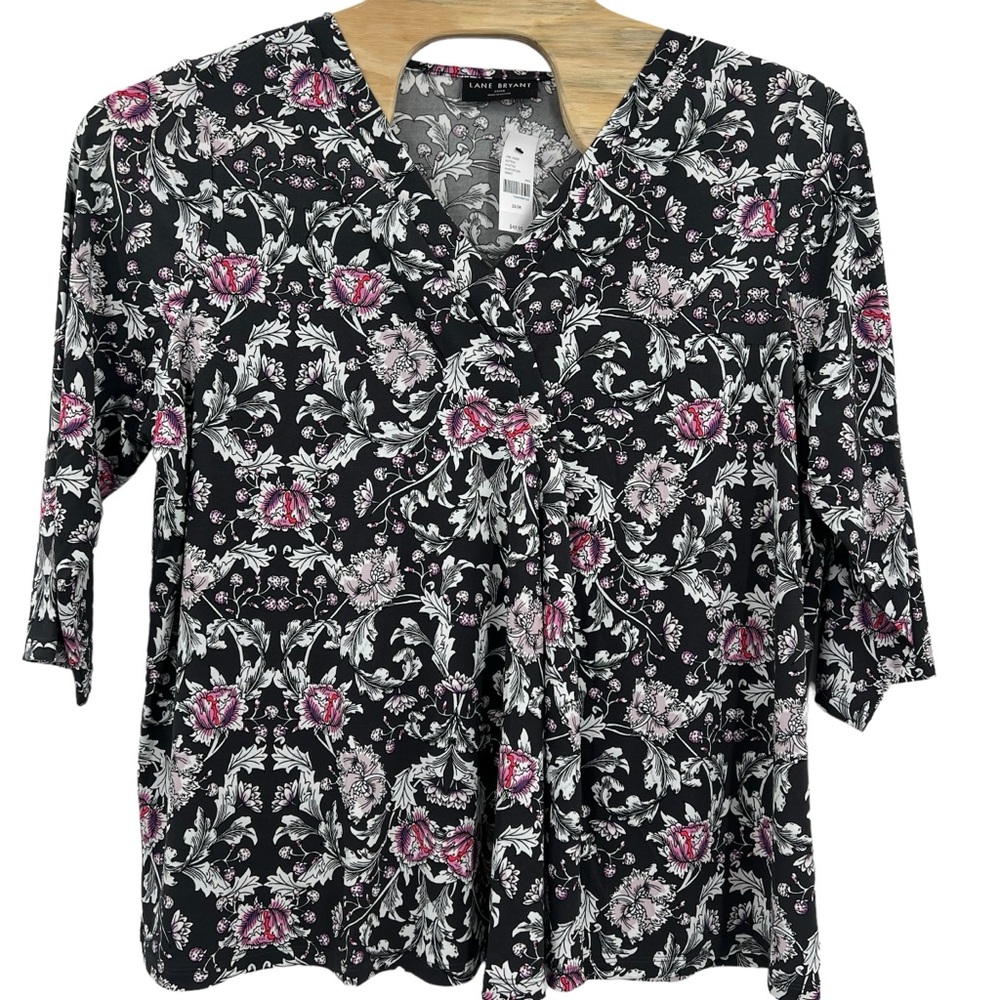 Lane Bryant V-Neck Three Quarter Sleeve Floral Print Blouse Women Size 22/24 NWT